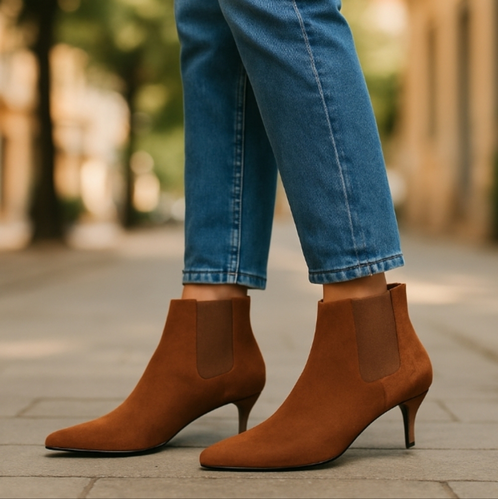 Pic&Pay "Pier" Toffee color Suede ankle boots 2.5" heel
